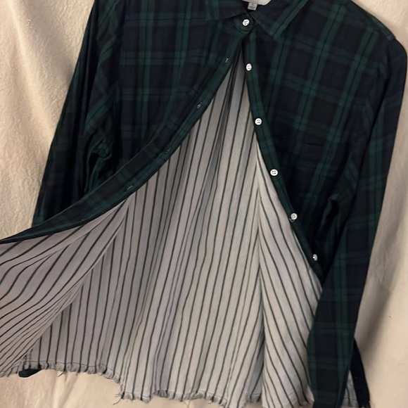 Blue Shirt Shop Mercer & Spring navy and green plaid cotton shirt - Picture 5 of 9